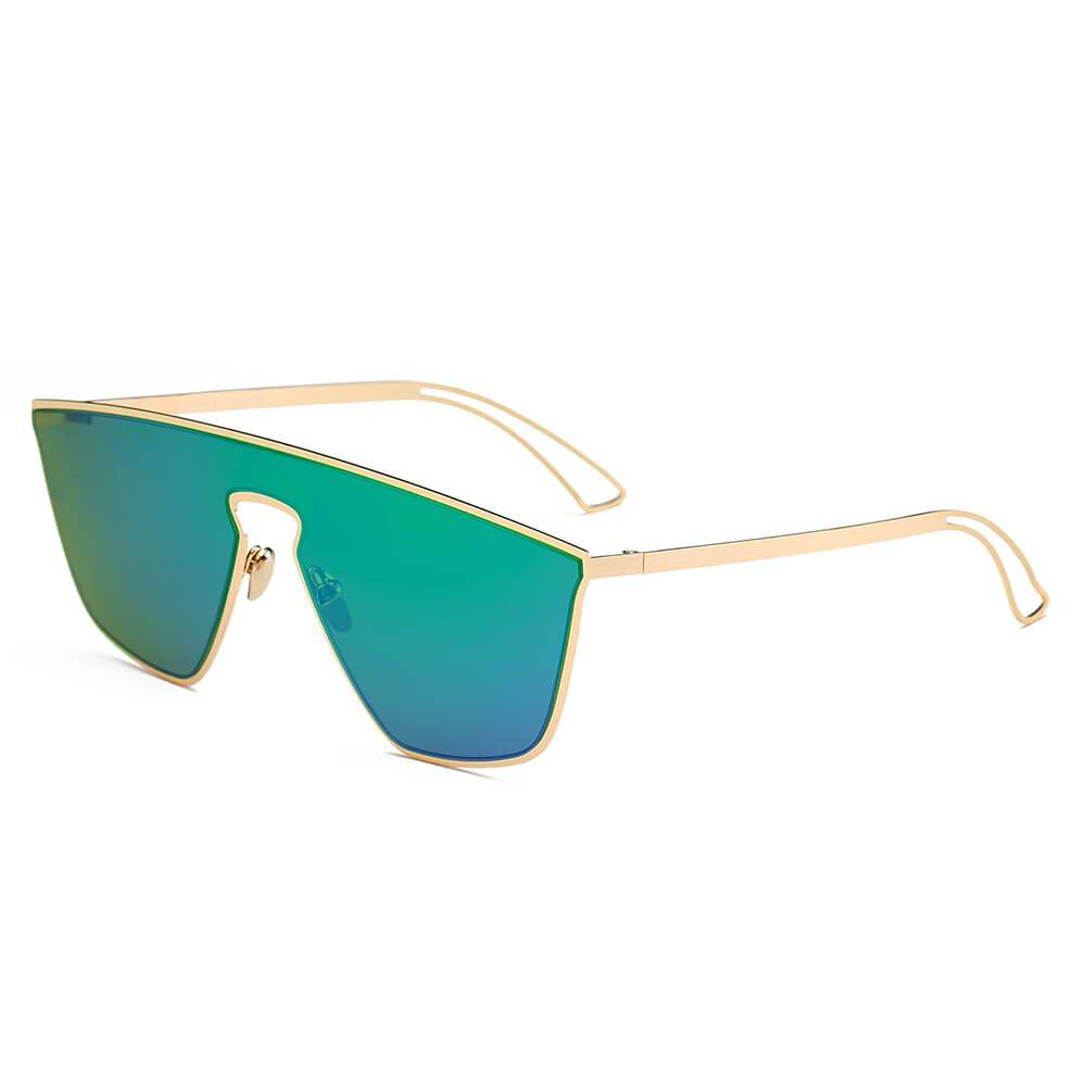 BEVERLY – Lunettes de soleil carrées futuristes à verres plats miroir