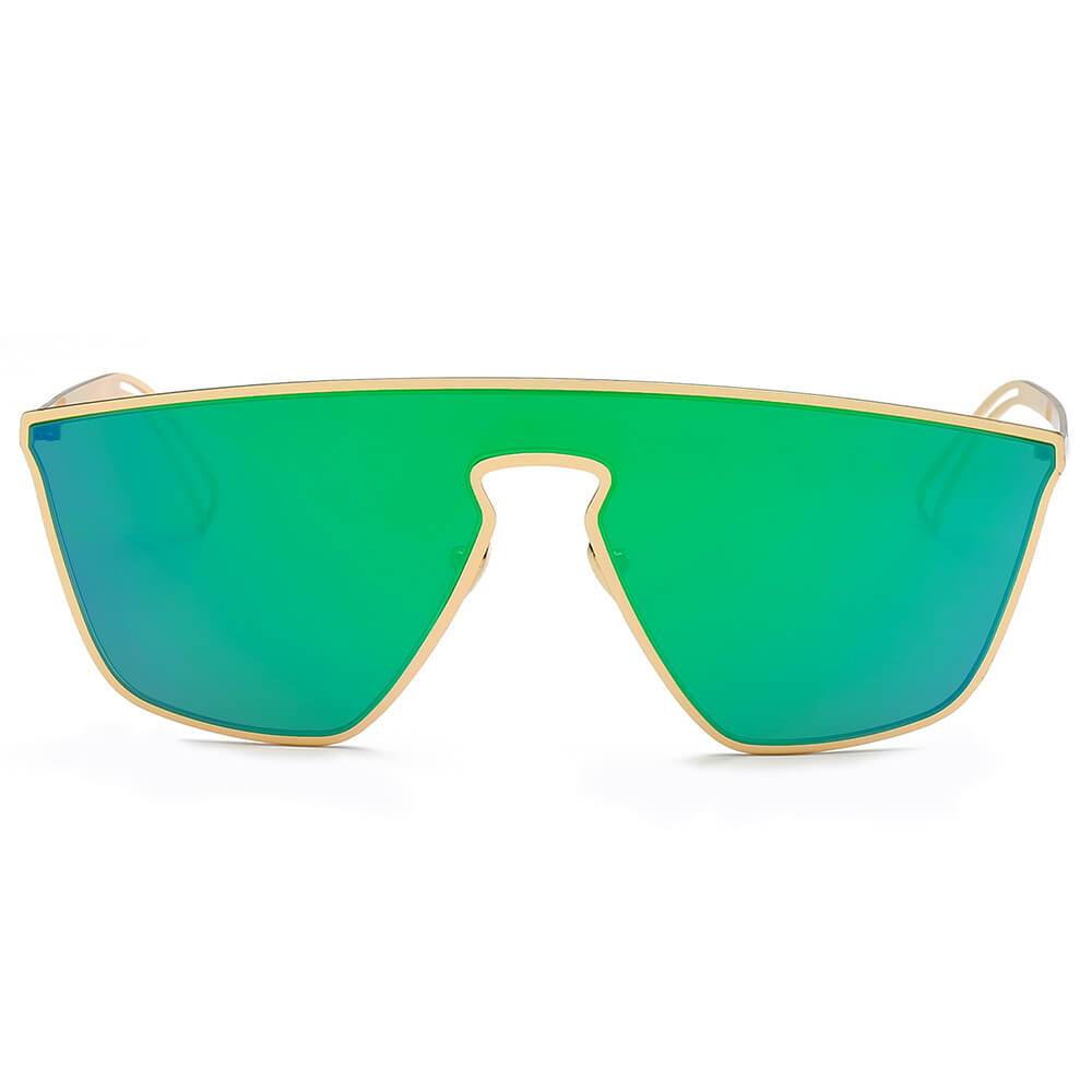 BEVERLY – Lunettes de soleil carrées futuristes à verres plats miroir