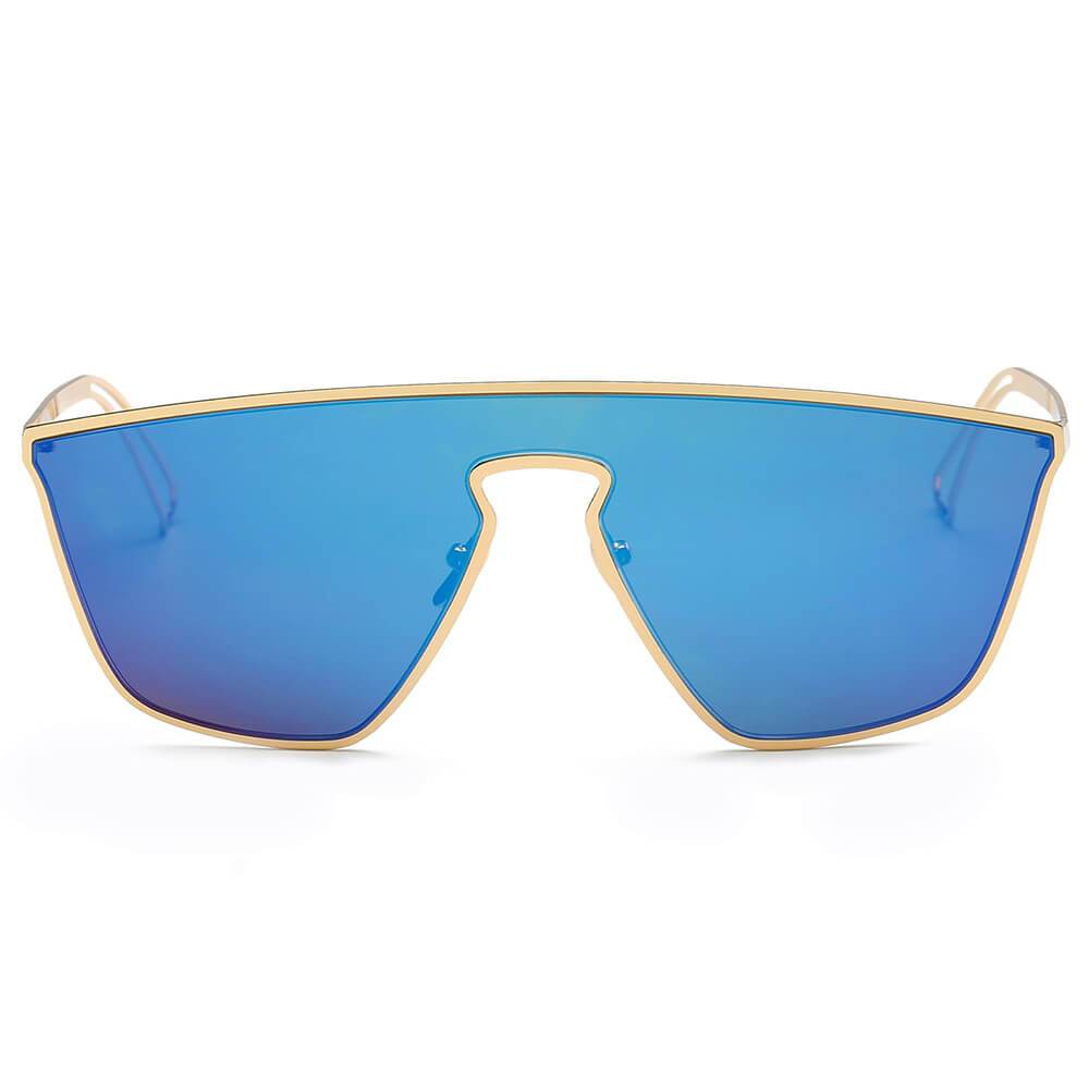 BEVERLY – Lunettes de soleil carrées futuristes à verres plats miroir