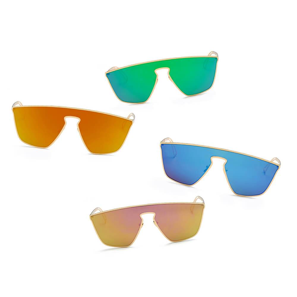 BEVERLY – Lunettes de soleil carrées futuristes à verres plats miroir