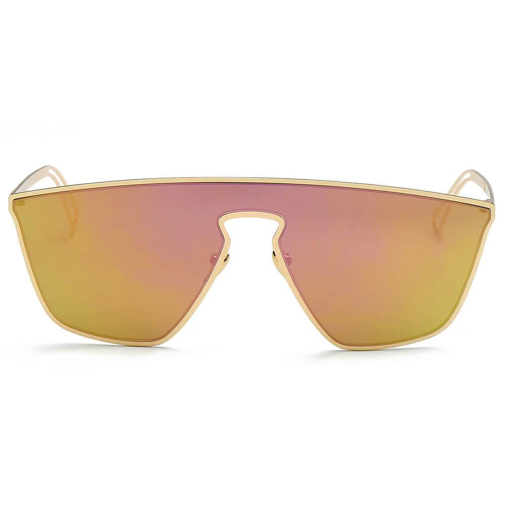 BEVERLY – Lunettes de soleil carrées futuristes à verres plats miroir