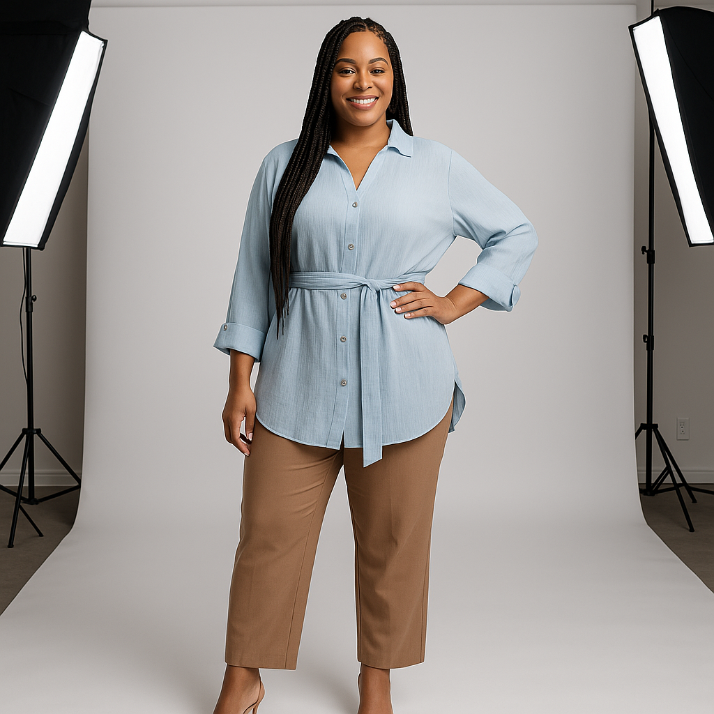 Chemise ceinturée 3/4 – Style épuré et confort absolu-Lakerta