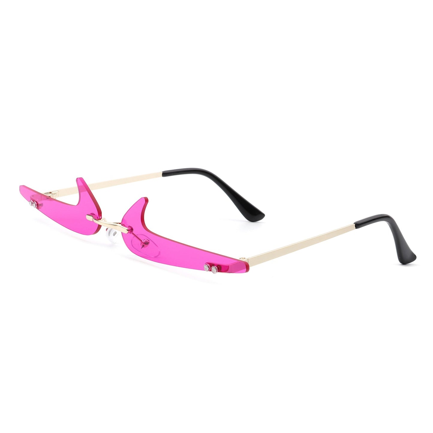 Amberlyn – Lunettes Slim Sans Monture à Verres Teintés Décoratifs (Forme Checkmark)