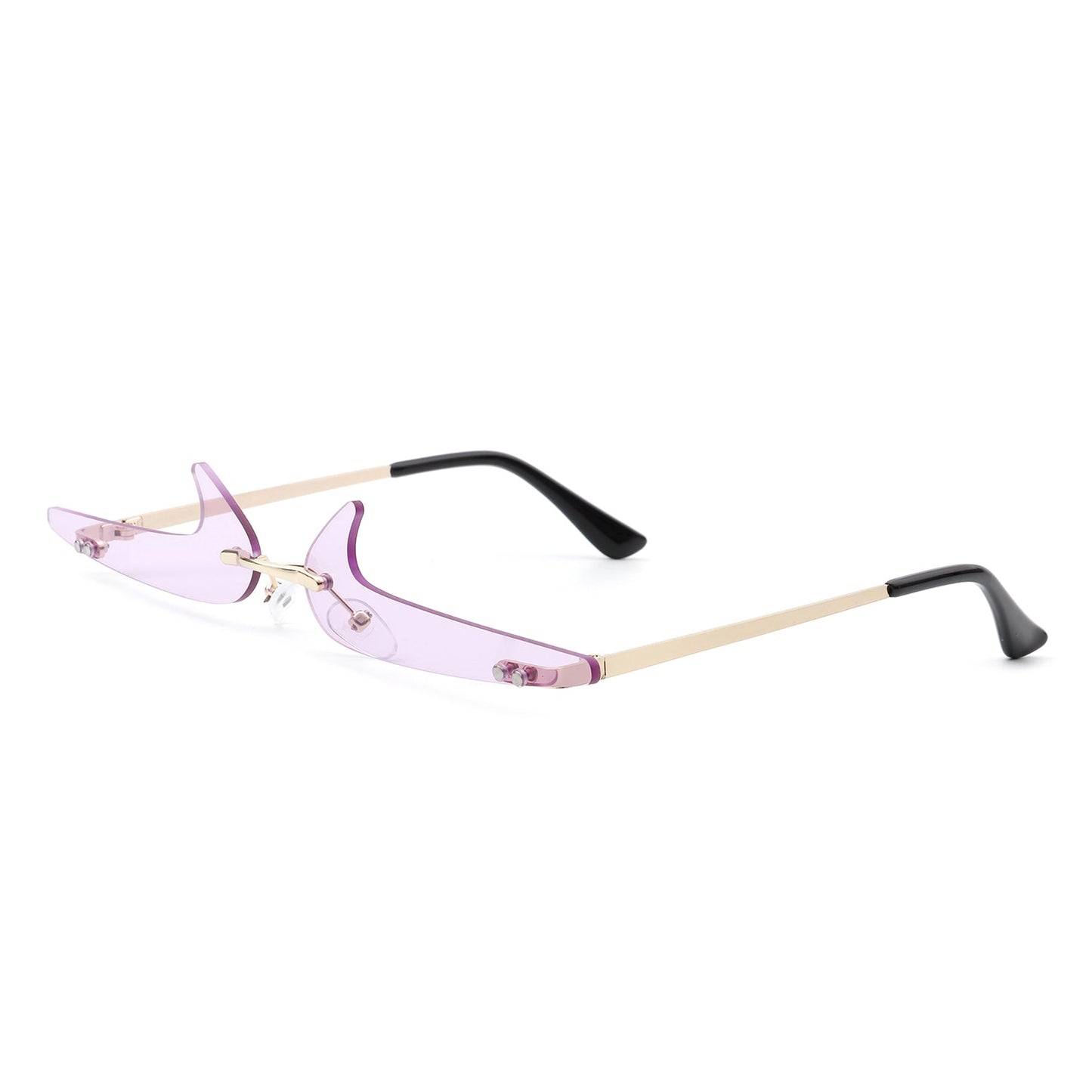 Amberlyn – Lunettes Slim Sans Monture à Verres Teintés Décoratifs (Forme Checkmark)