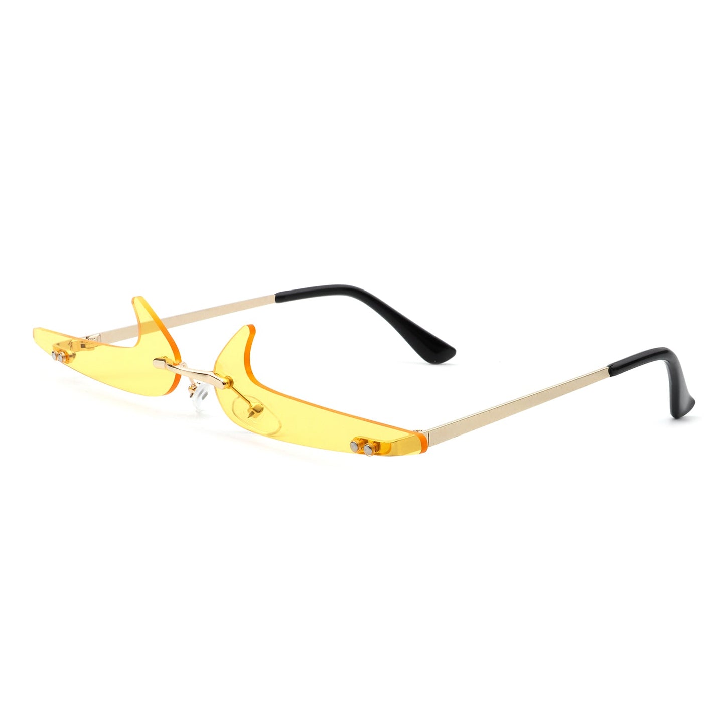 Amberlyn – Lunettes Slim Sans Monture à Verres Teintés Décoratifs (Forme Checkmark)