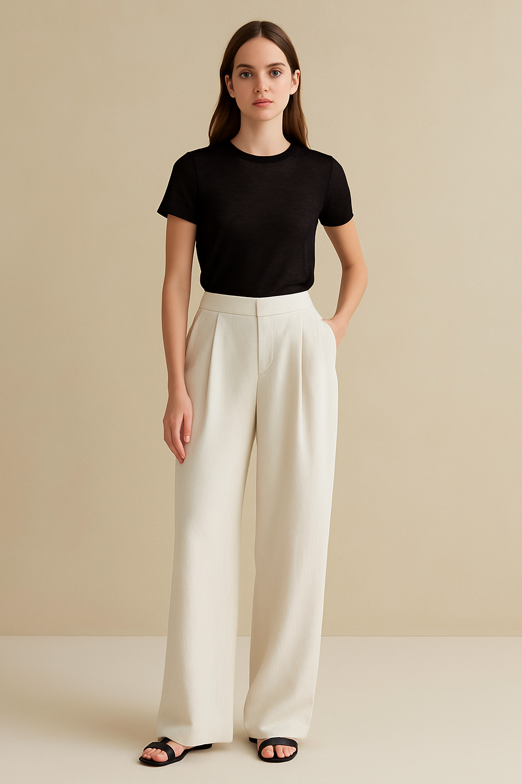 Pantalon Large Plissé en Soie de Mûrier ( l'impératrice des soies) & Lin – Taille Sans Ceinture