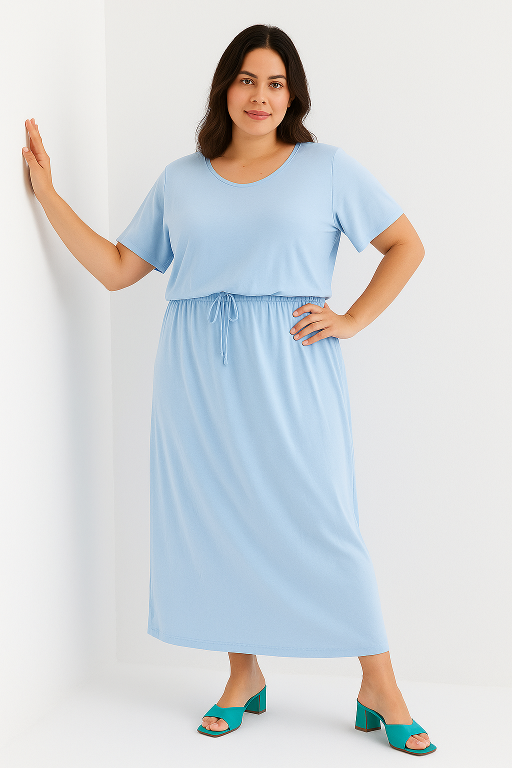 Robe longue d’été à manches courtes – Élégance & légèreté en une seule pièce