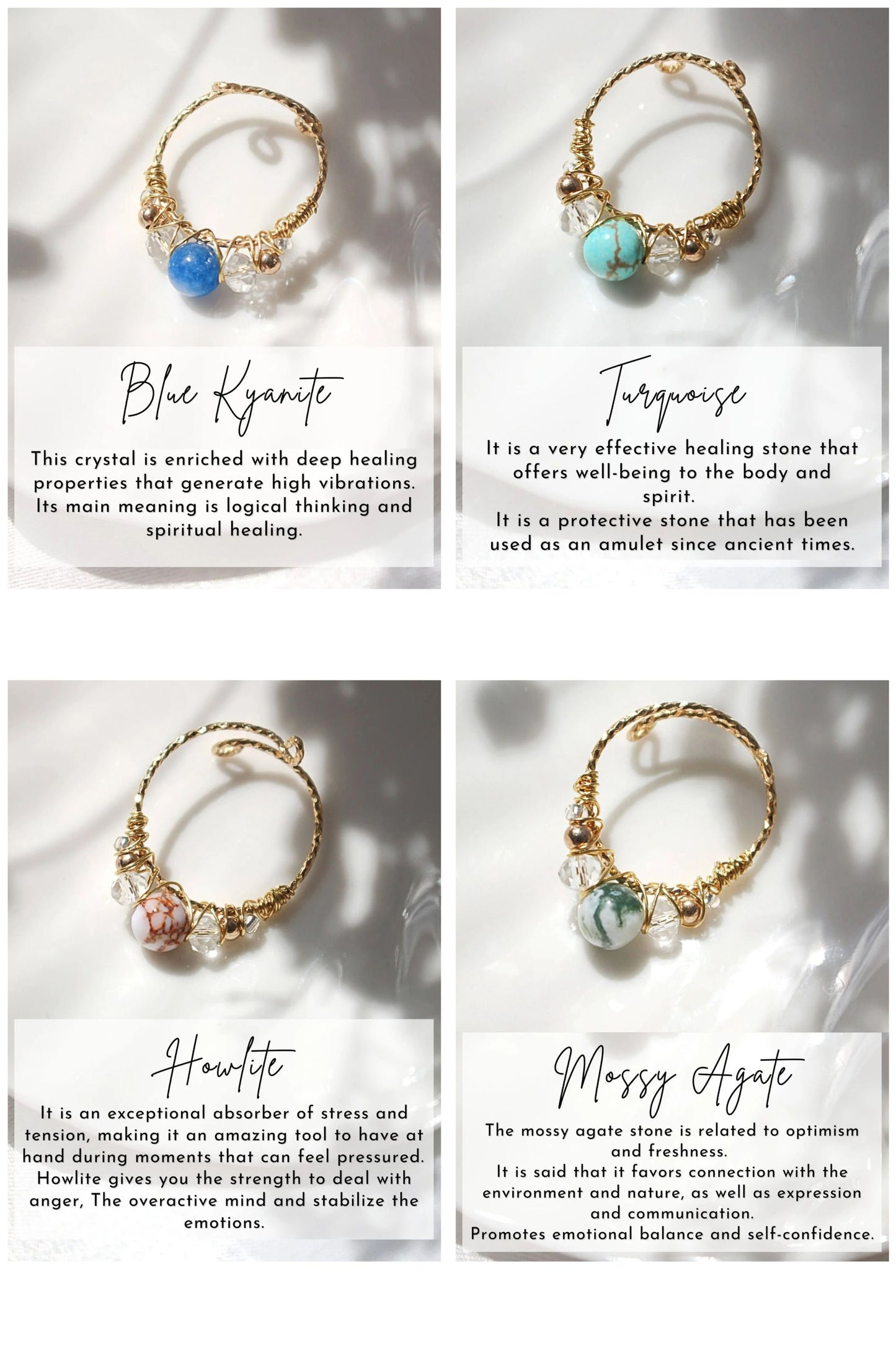 Bague Énergie Dorée – Cristaux Naturels & Fil Or 18K