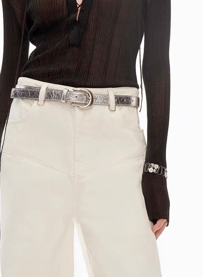Jean Vintage Coupe Droite – Taille Mi-Basse, Jambe Large Discrète