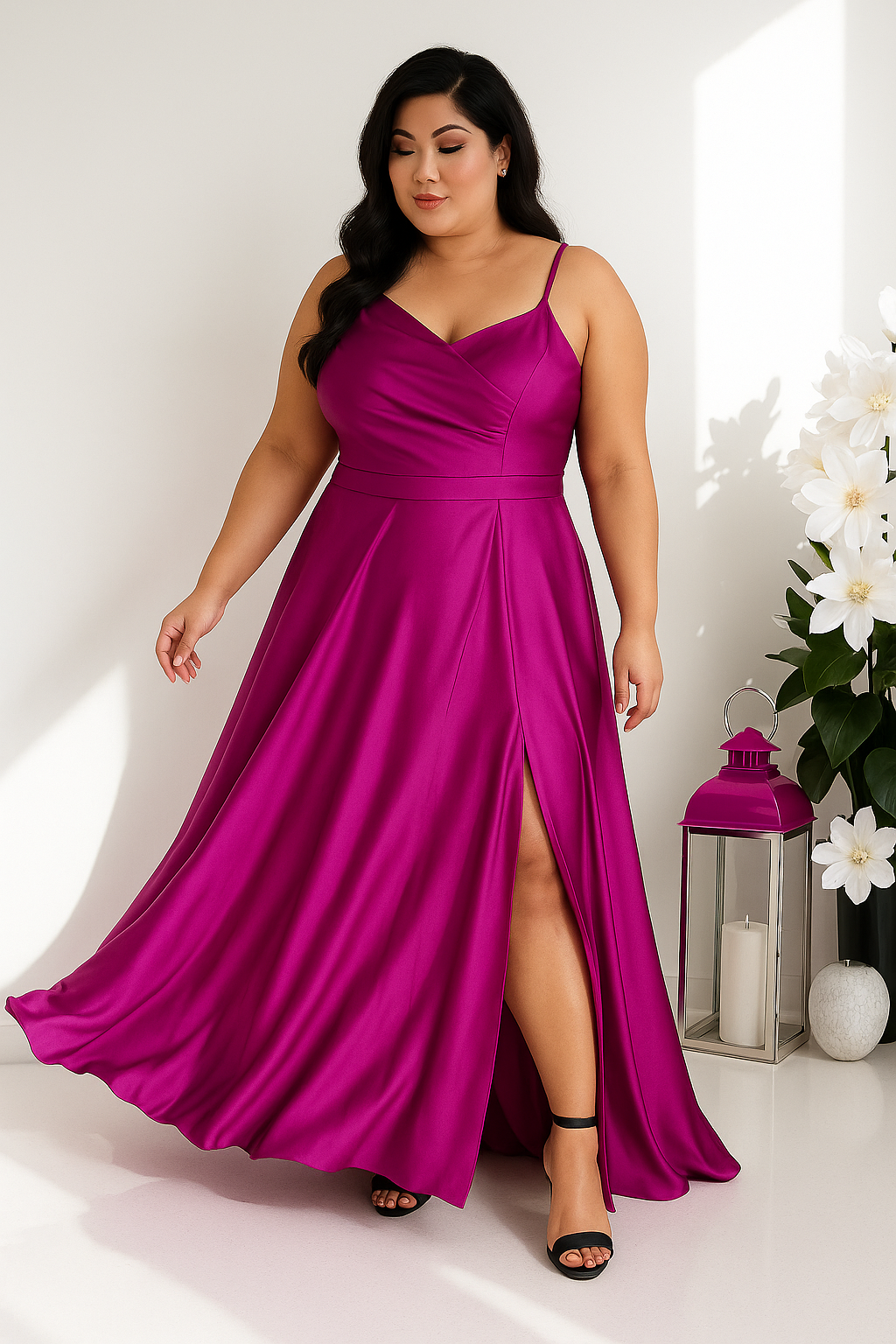 Robe longue “With You” – Élégance asymétrique et dos tressé