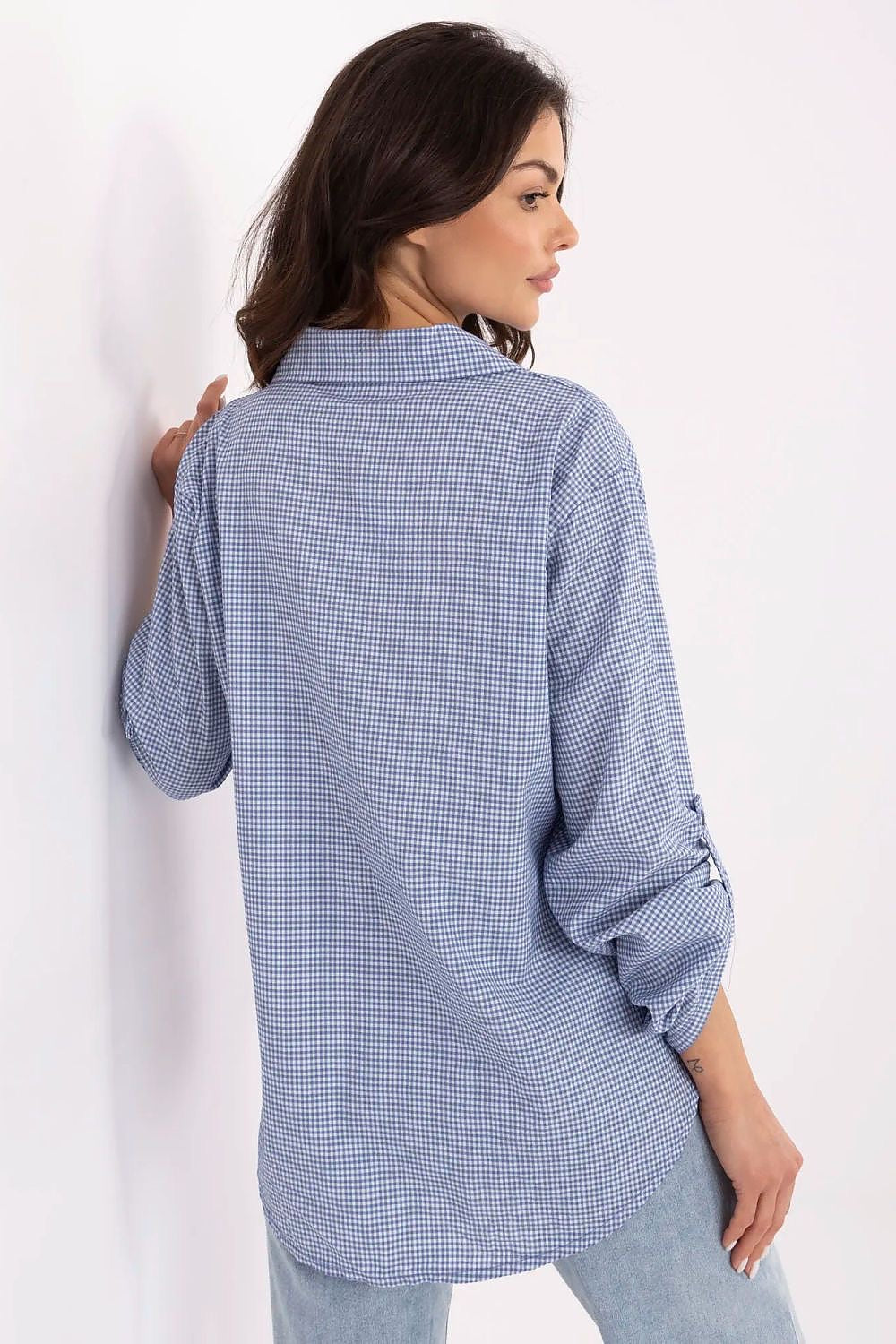 Chemise coton à carreaux, allure décontractée, coupe soignée-Italy Moda