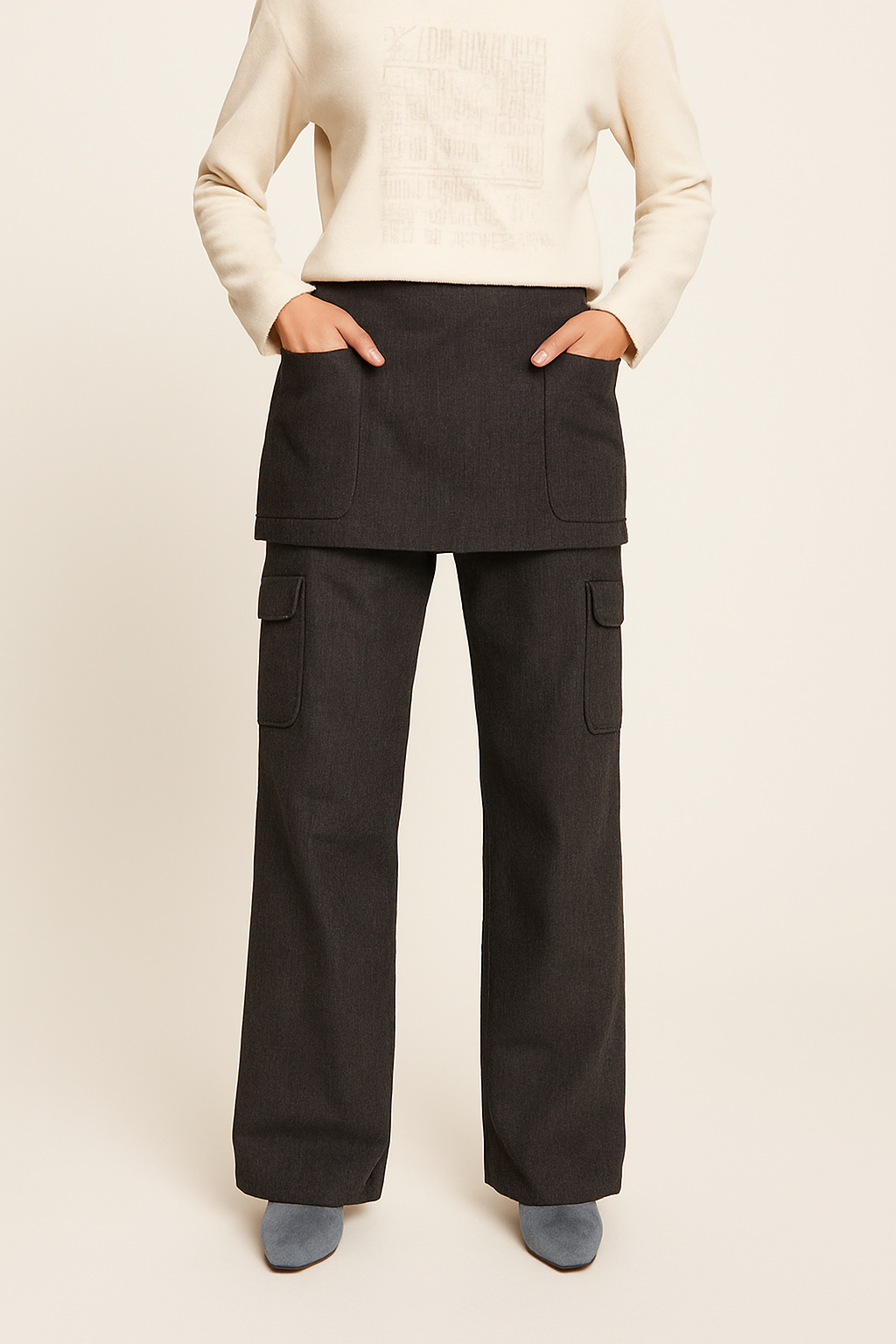 « Free to Run Away » – Ensemble Deux-Pièces MIU Style, Pantalon Évasé Taille Basse