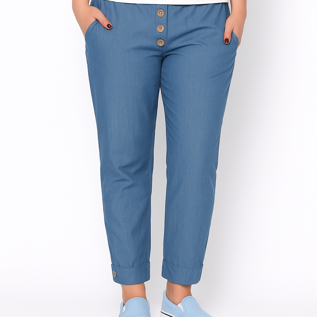 "Blog Style" – Pantalon Bas d’Entrejambe Effet Denim Léger