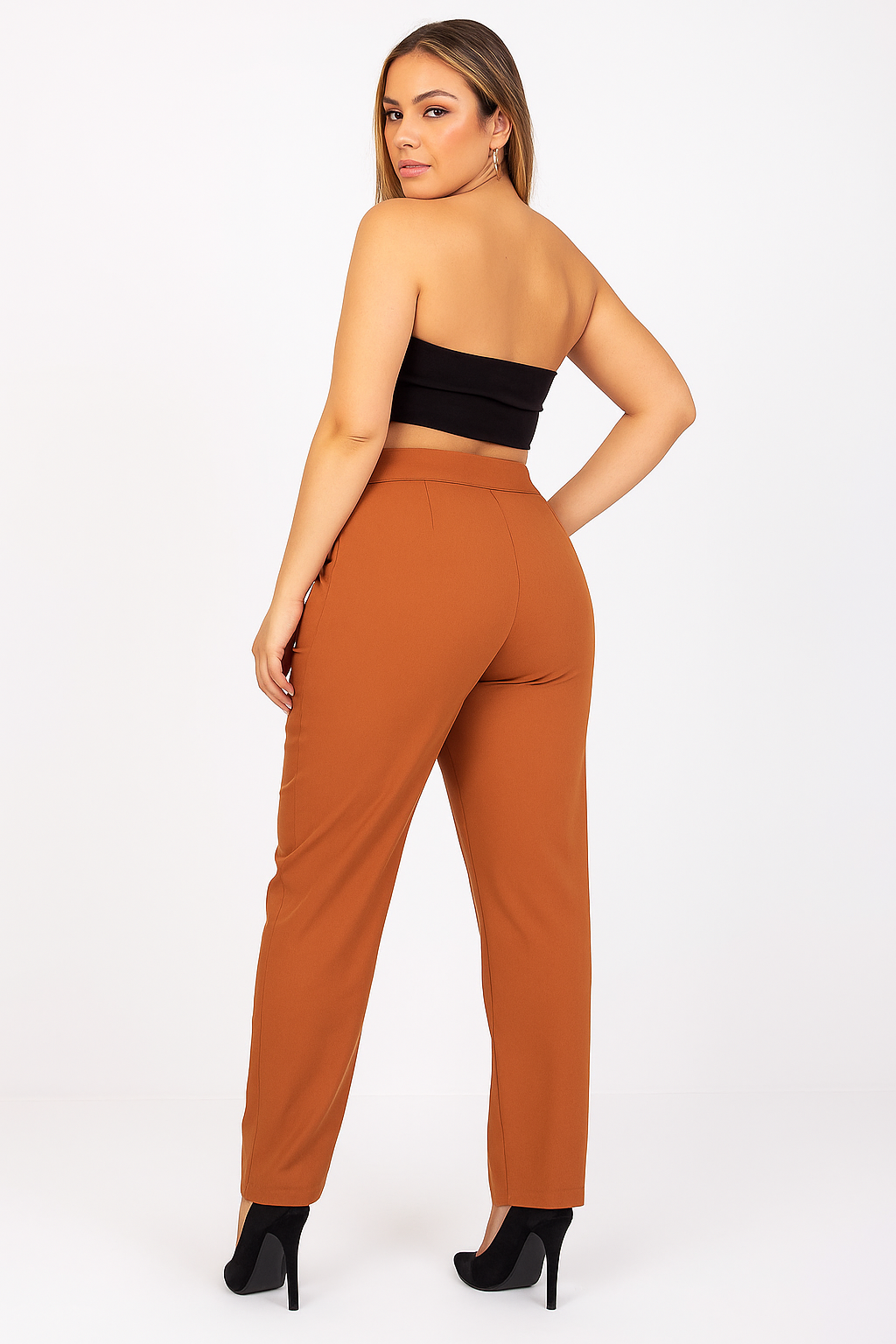 "Linea Forte" – Pantalon Long à Jambes Droites et Taille Haute avec Ceinture Cousue