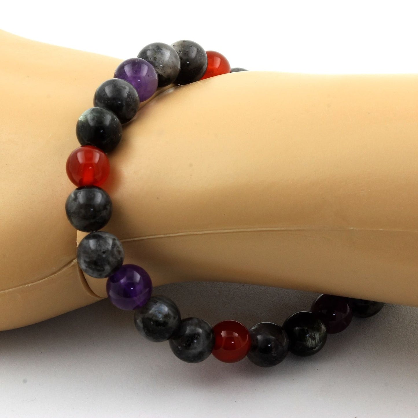 Bracelet Élan Intérieur – Labradorite, Améthyste & Agate Rouge