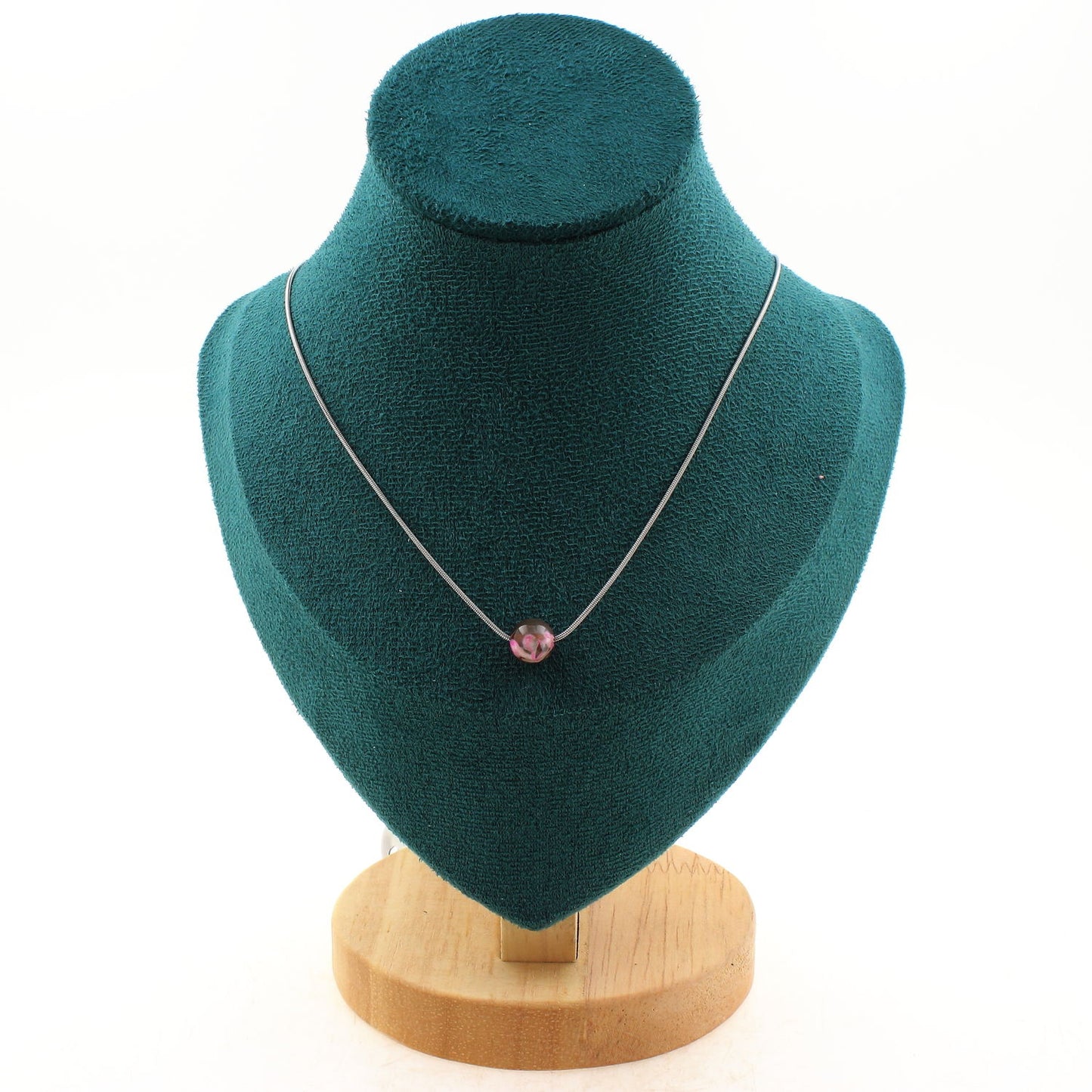 Collier Épure – Agate Fuchsia & Brune