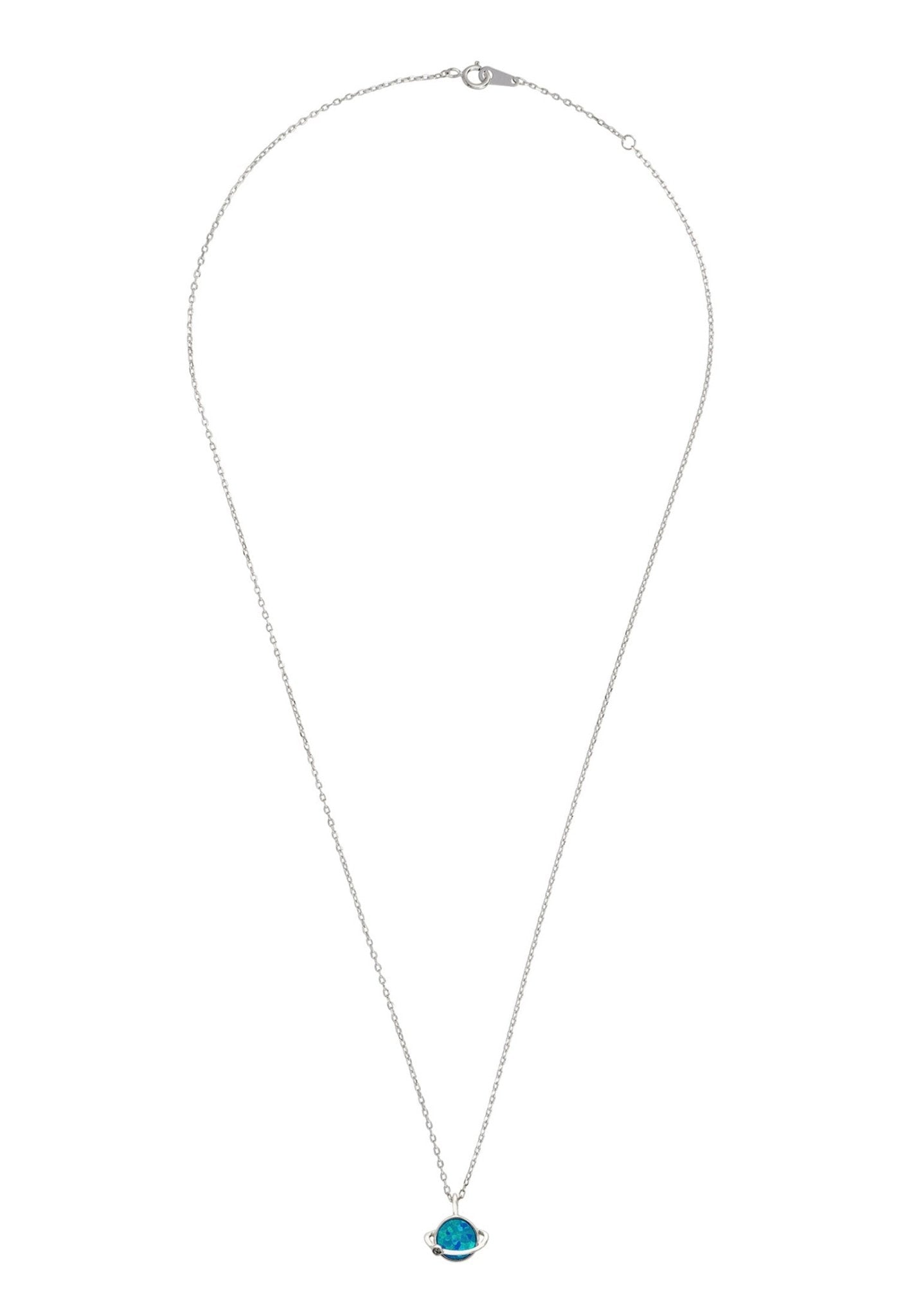Collier Galactique Saturne – Opalite & Argent 925