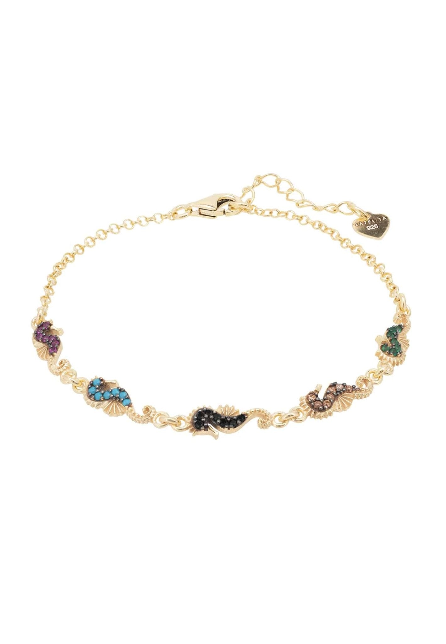 Bracelet Seahorses – Charme Marin & Zirconia Multicolores