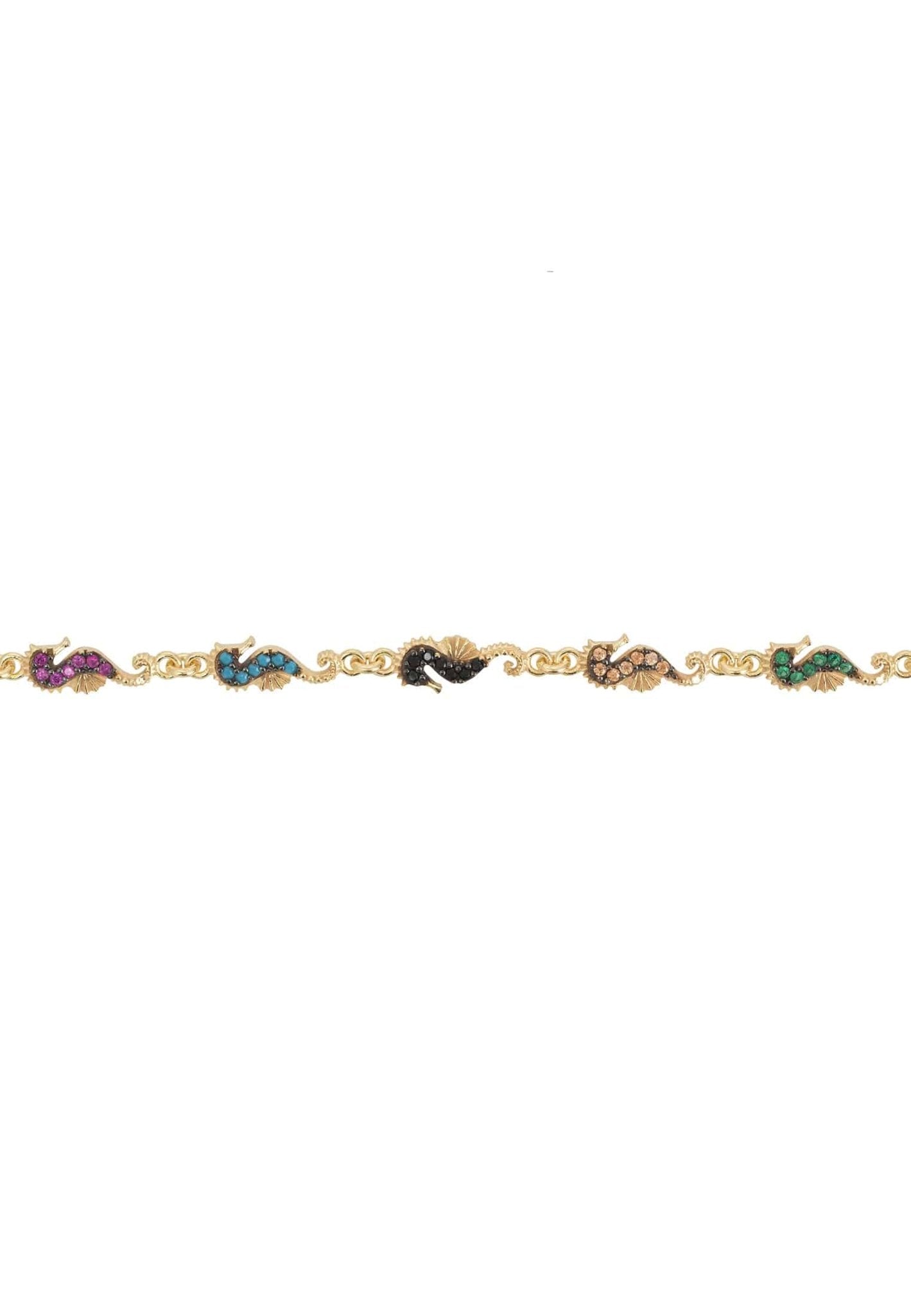 Bracelet Seahorses – Charme Marin & Zirconia Multicolores