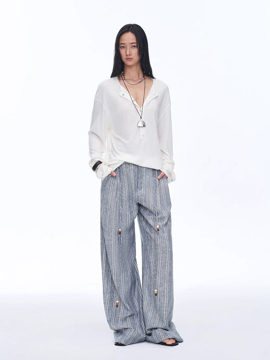 "Free Afterglow" Retro Style Linen Wide-Leg Casual Pants