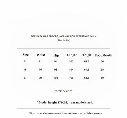 Vintage Style Curved Split Design Enzyme Wash Process Wide-Leg Micro-Lapel Mid-Low Waist Denim Pants