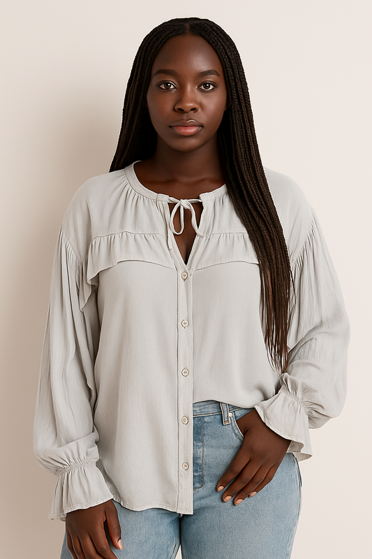 Chemise longue à volants – Élégance douce et quotidienne-Och Bella
