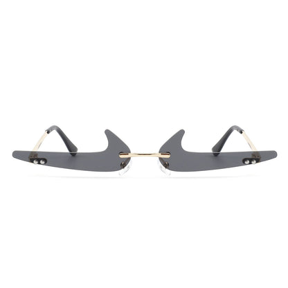 Amberlyn – Lunettes Slim Sans Monture à Verres Teintés Décoratifs (Forme Checkmark)
