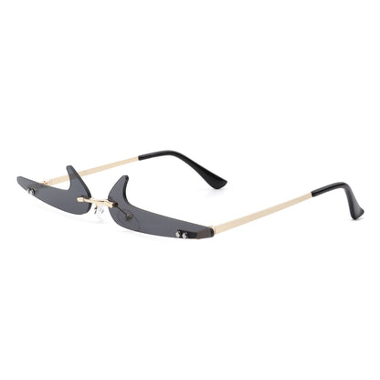 Amberlyn – Lunettes Slim Sans Monture à Verres Teintés Décoratifs (Forme Checkmark)