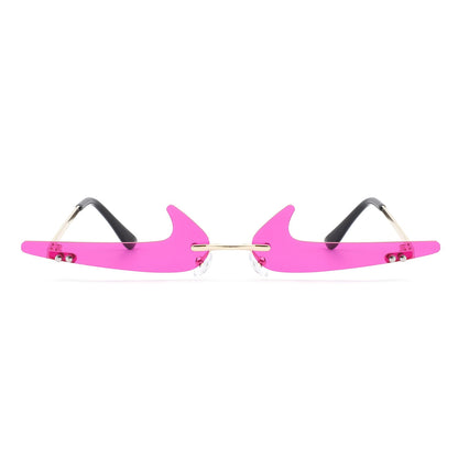 Amberlyn – Lunettes Slim Sans Monture à Verres Teintés Décoratifs (Forme Checkmark)