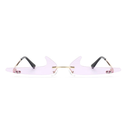 Amberlyn – Lunettes Slim Sans Monture à Verres Teintés Décoratifs (Forme Checkmark)