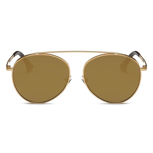 Bethel - Retro Mirrored Lens Teardrop Aviator Sunglasses