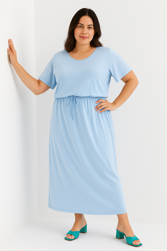 Robe longue d’été à manches courtes – Élégance & légèreté en une seule pièce