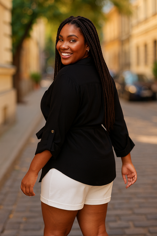 Chemise ceinturée 3/4 – Style épuré et confort absolu-Lakerta