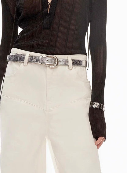 Jean Vintage Coupe Droite – Taille Mi-Basse, Jambe Large Discrète