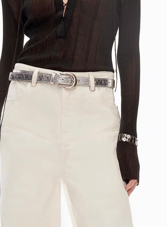 Jean Vintage Coupe Droite – Taille Mi-Basse, Jambe Large Discrète