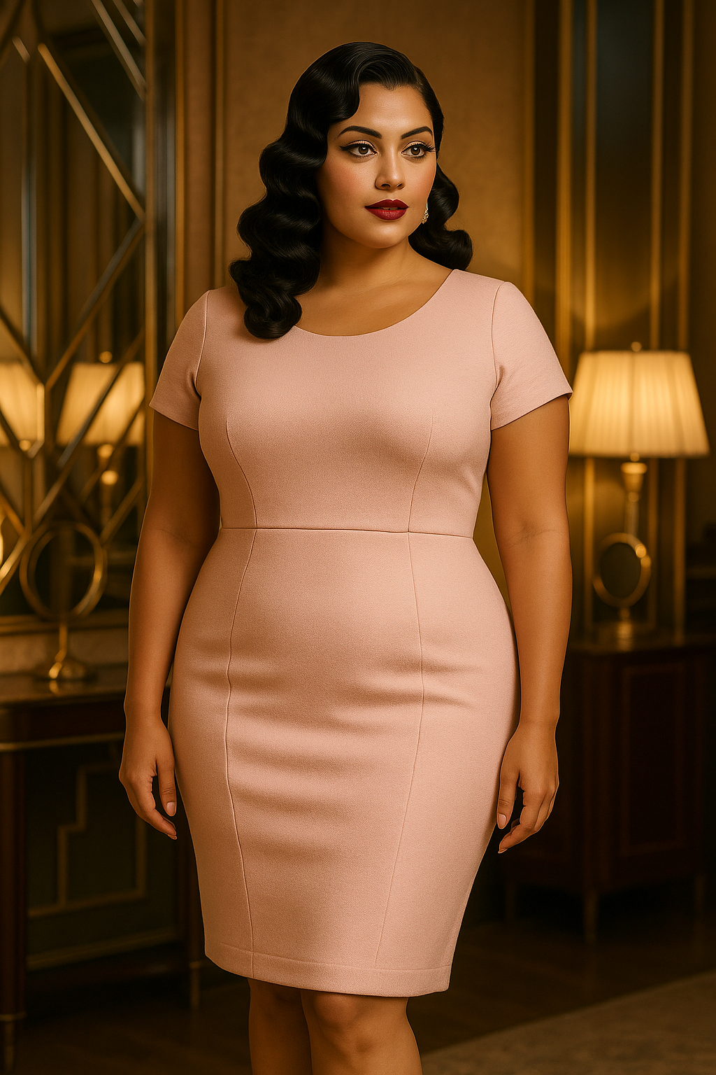 Robe Cocktail Jersa – Tricot Doux et Élégance Dorée