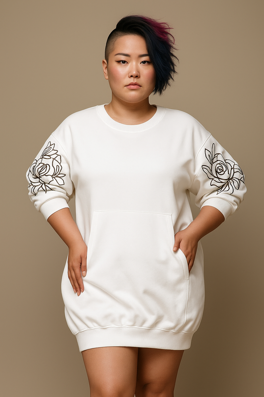 Le Sweat Chic & Confort – Broderie fine et coupe 3/4-Relevance