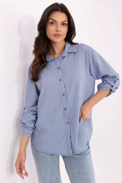 Chemise coton à carreaux, allure décontractée, coupe soignée-Italy Moda