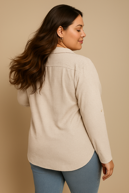 Chemise coton à carreaux, allure décontractée, coupe soignée-Italy Moda