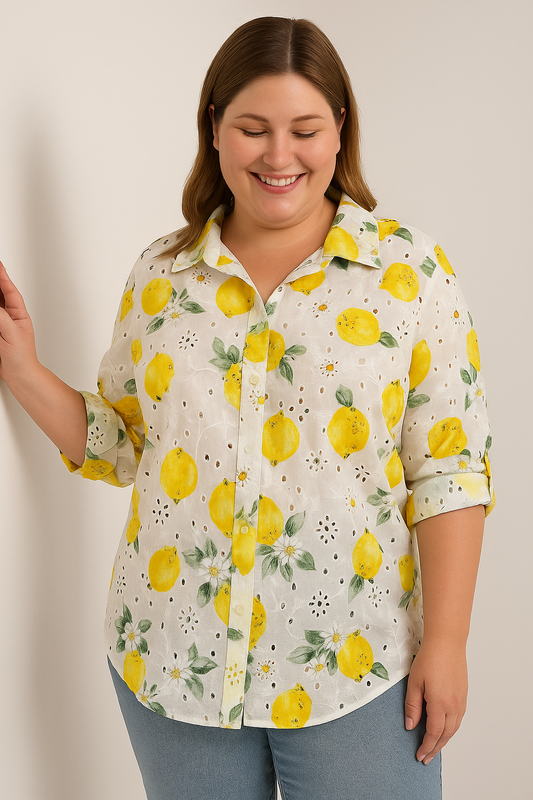 Chemise citron 100% coton-fraicheur, confort et bonne humeur au quotidien-Italy Moda