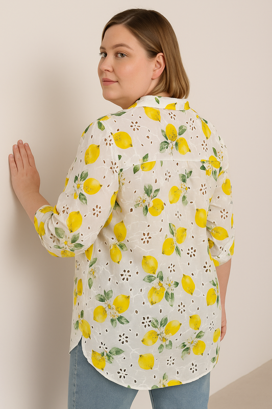 Chemise citron 100% coton-fraicheur, confort et bonne humeur au quotidien-Italy Moda