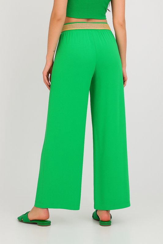 "Alta Vita" – Pantalon Taille Haute à Plis Décoratifs et Ceinture Intégrée