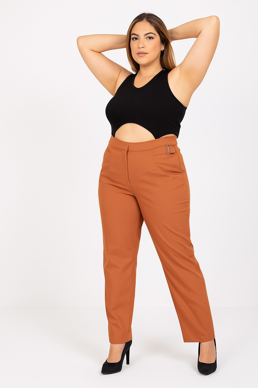 "Linea Forte" – Pantalon Long à Jambes Droites et Taille Haute avec Ceinture Cousue