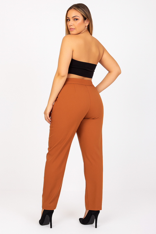 "Linea Forte" – Pantalon Long à Jambes Droites et Taille Haute avec Ceinture Cousue