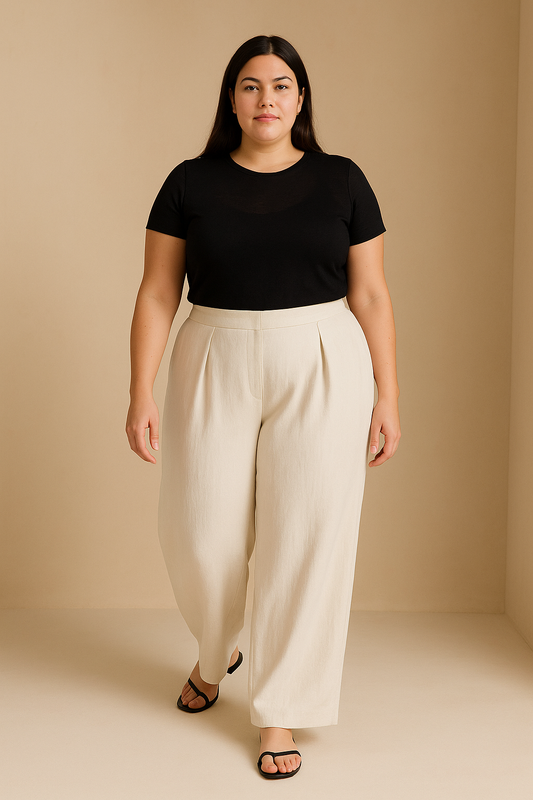 Pantalon Large Plissé en Soie de Mûrier ( l'impératrice des soies) & Lin – Taille Sans Ceinture