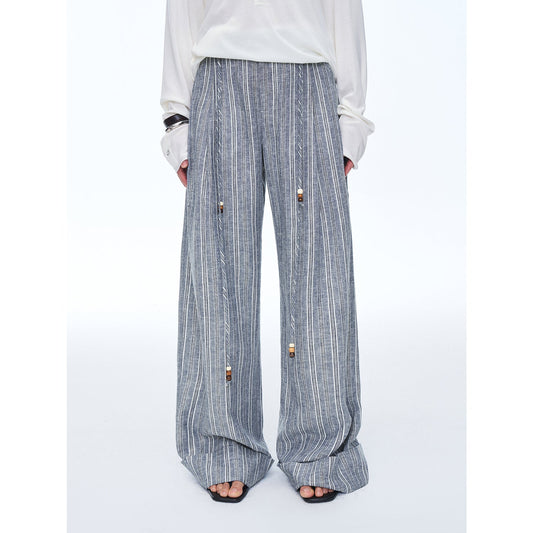 "Free Afterglow" Retro Style Linen Wide-Leg Casual Pants