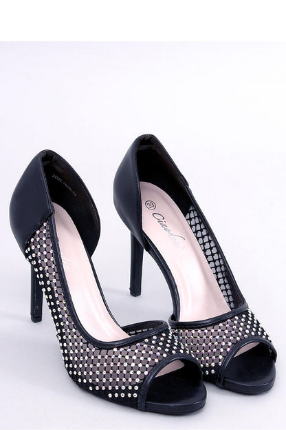 Escarpins ouverts en tulle orné de zircons – Talon aiguille 9,5 cm – Modèle Inello