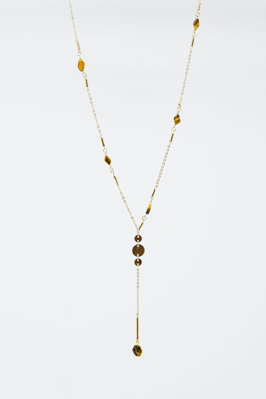 Golden Necklace With Stone Detail and Pendant