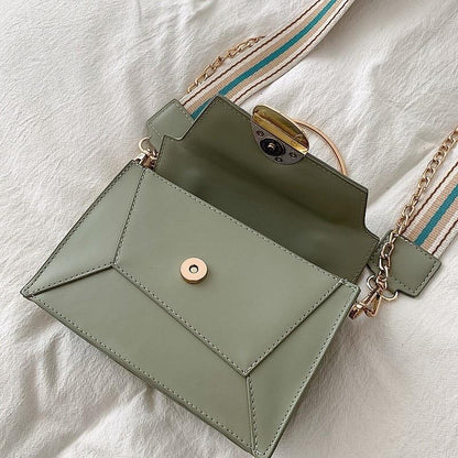 Contrast PU Leather Crossbody Shoulder Messenger Bag