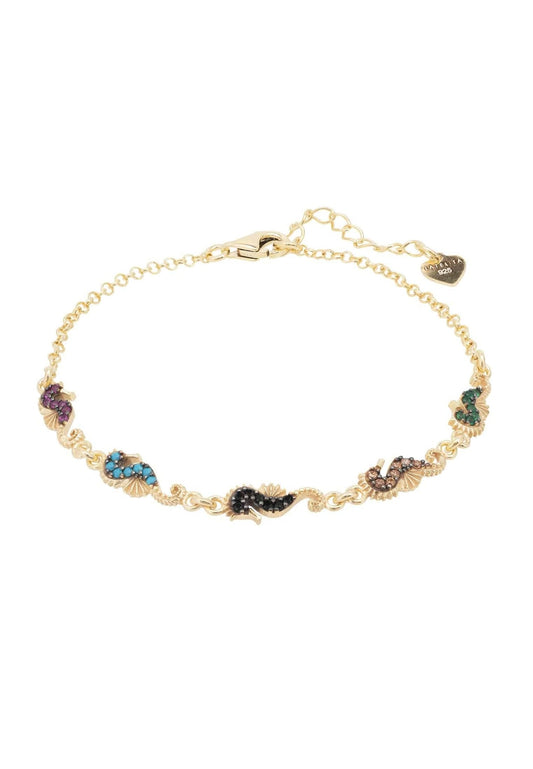 Bracelet Seahorses – Charme Marin & Zirconia Multicolores